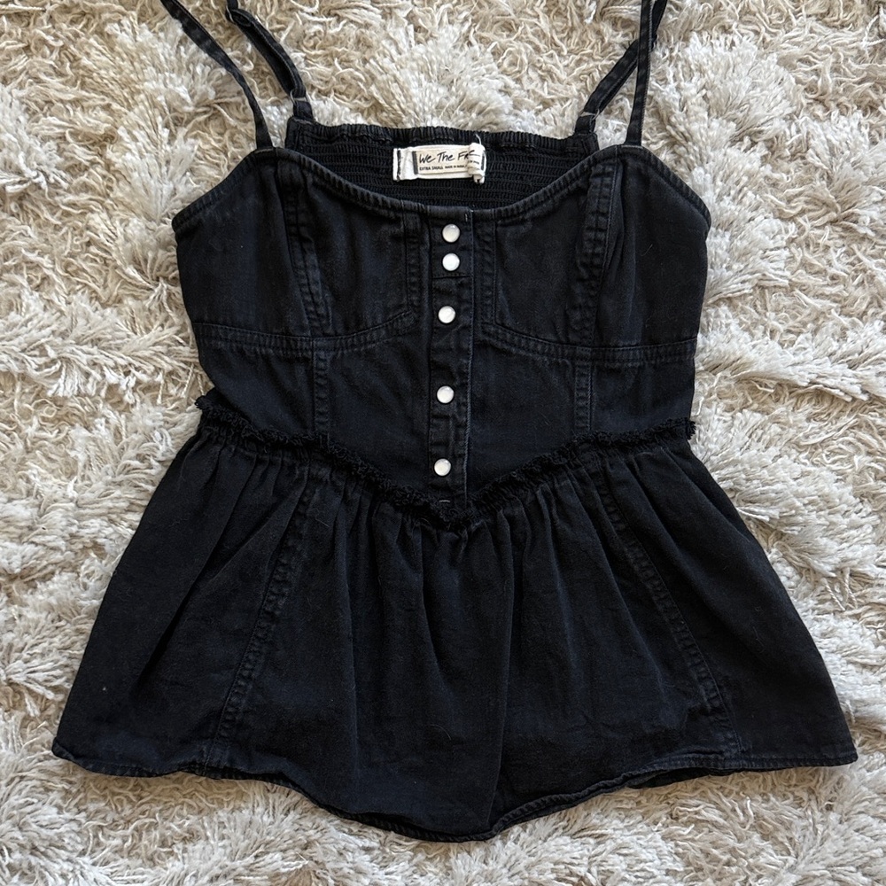 We The Free Black Denim Top